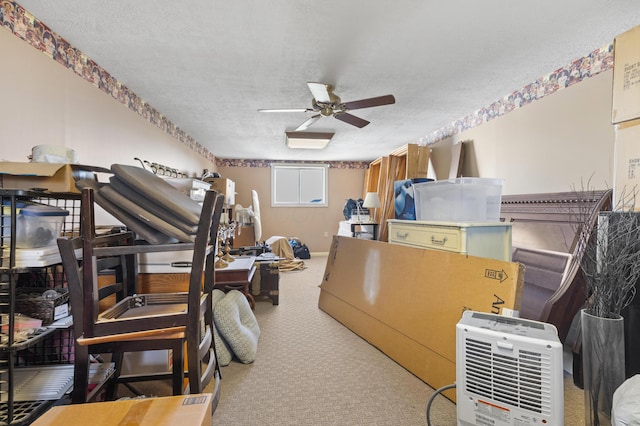 interior space featuring ceiling fan