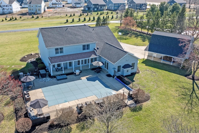 bird's eye view with a residential view