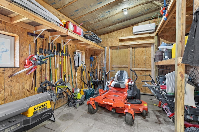 storage with a wall mounted air conditioner