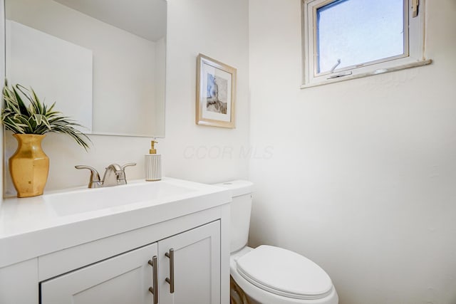 bathroom with toilet and vanity