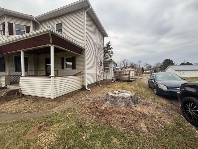 view of home's exterior with a porch