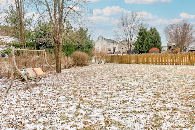 view of yard featuring fence