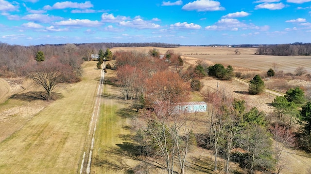 aerial view featuring a rural view