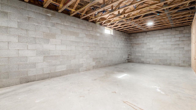 view of unfinished basement