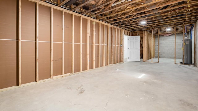 basement featuring water heater