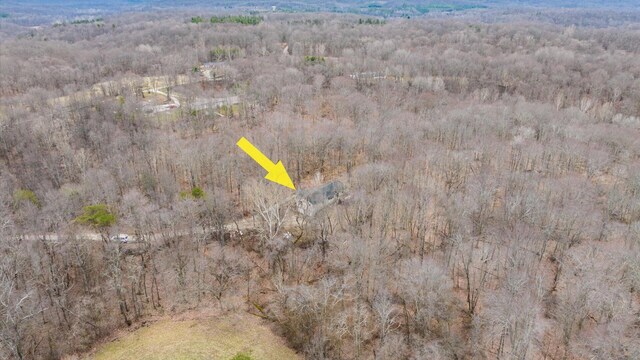 aerial view with a wooded view