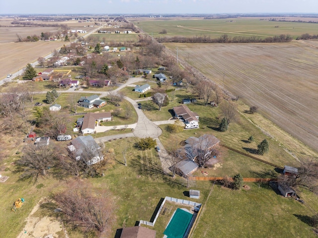 birds eye view of property with a rural view