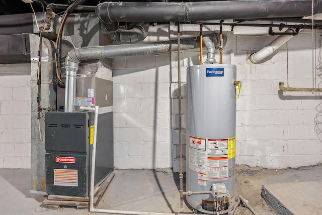 utilities with gas water heater and heating unit