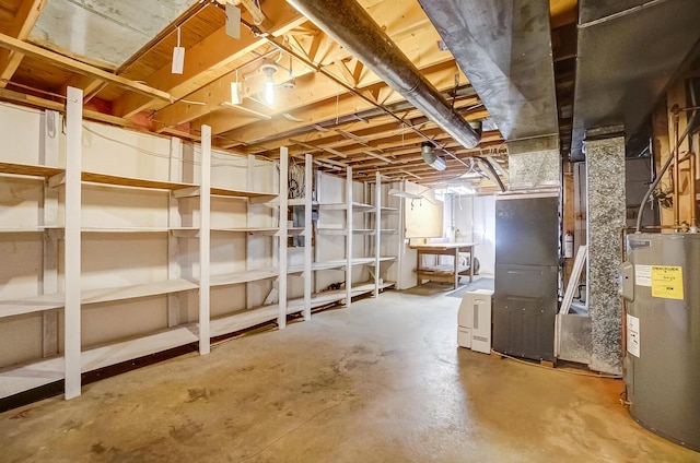 basement with electric water heater