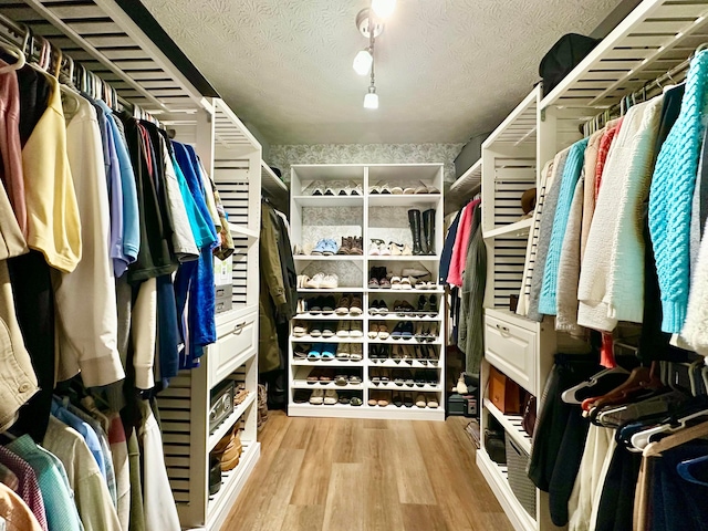 spacious closet featuring light wood-style floors