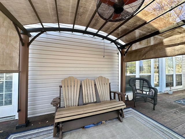 wooden deck featuring a pergola