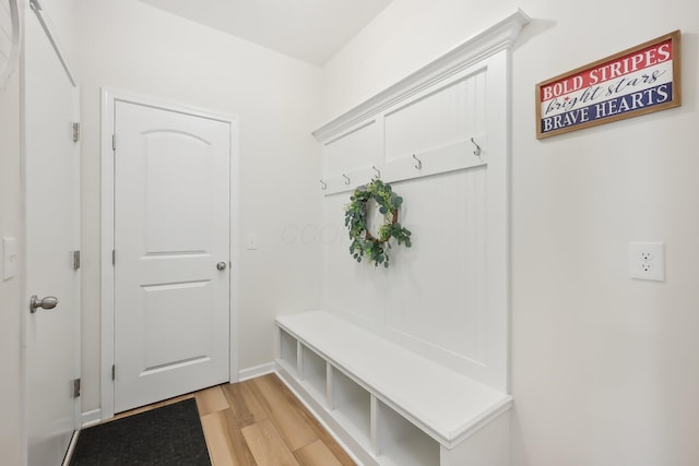 mudroom with light wood-type flooring