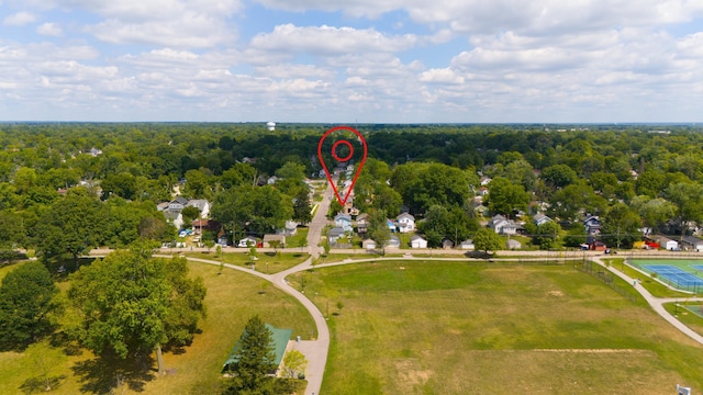 bird's eye view featuring a forest view