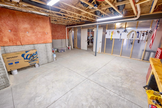 view of unfinished basement