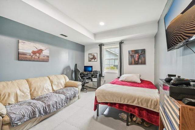 bedroom with recessed lighting and visible vents