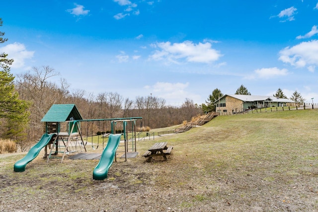 community playground with a yard