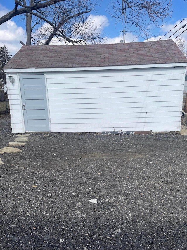 garage with a storage unit