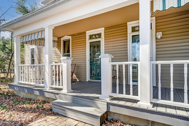 deck featuring a porch