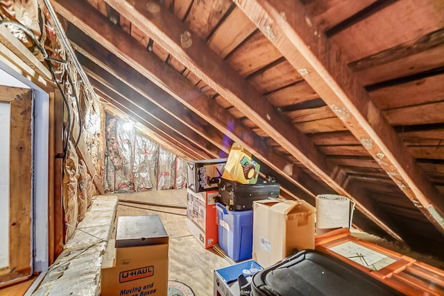 view of unfinished attic