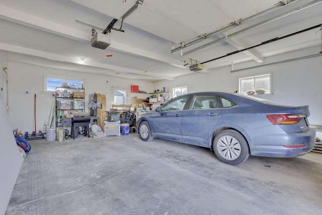 garage with a garage door opener