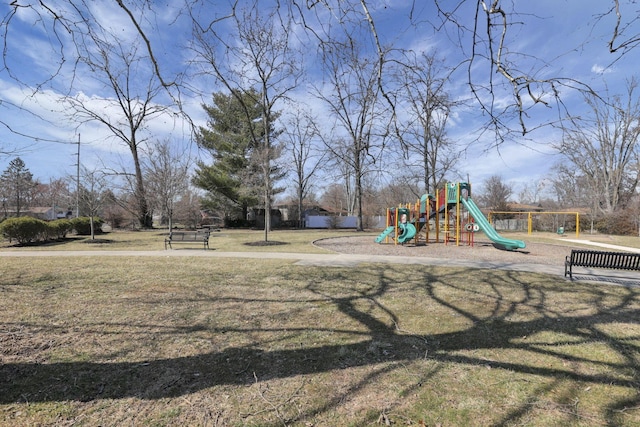 community play area with a yard