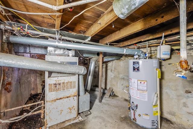 utility room featuring water heater