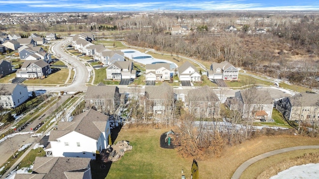 drone / aerial view with a residential view