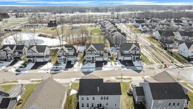 aerial view with a residential view