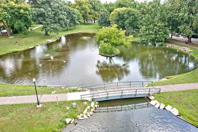 view of property's community with a water view