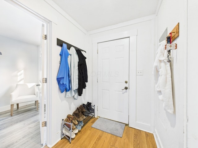 entrance foyer featuring baseboards and wood finished floors