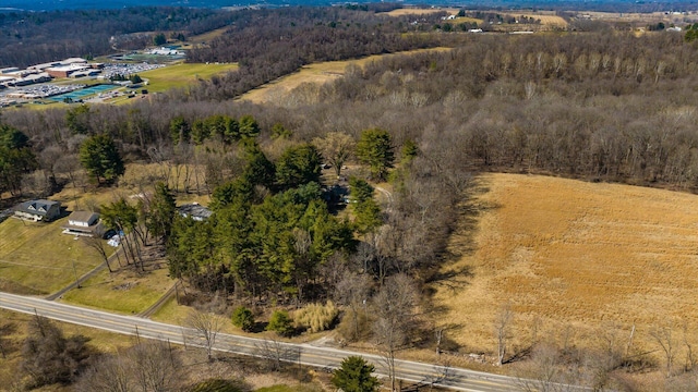 bird's eye view featuring a view of trees