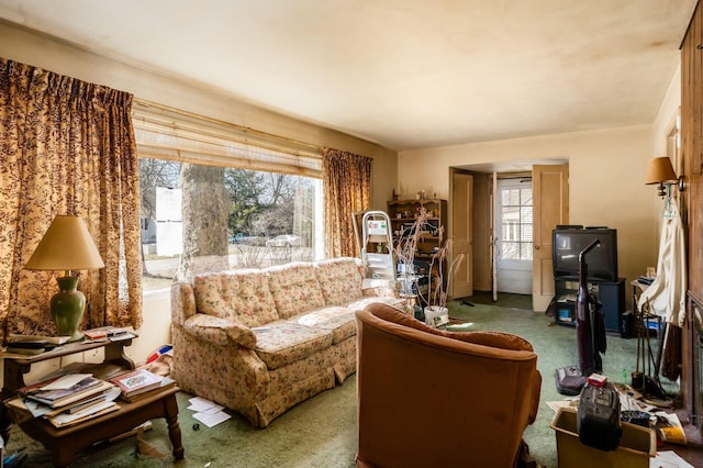 living room with carpet floors