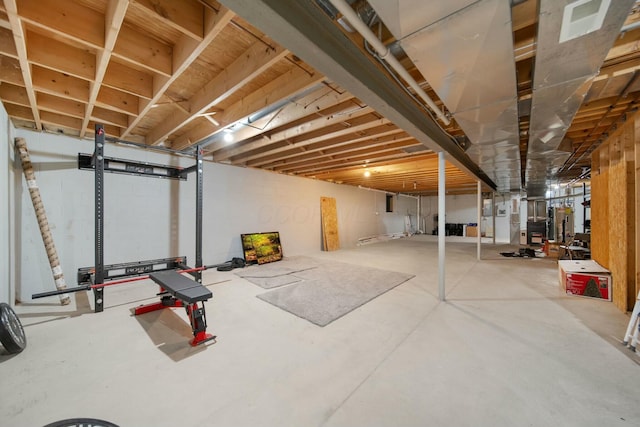 unfinished basement with visible vents