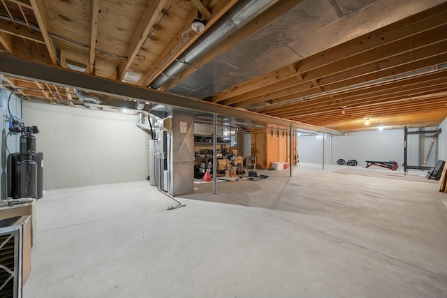 view of unfinished basement