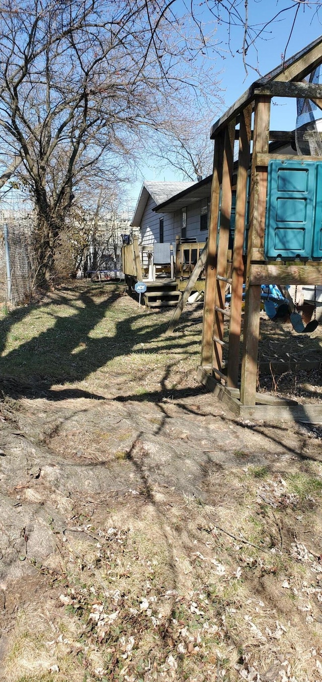 view of yard with a deck