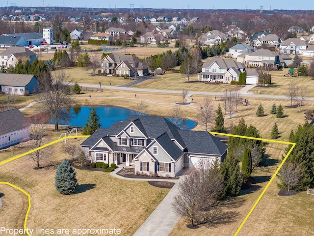 aerial view with a residential view