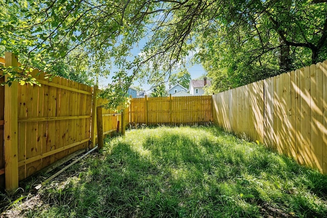 view of yard with a fenced backyard