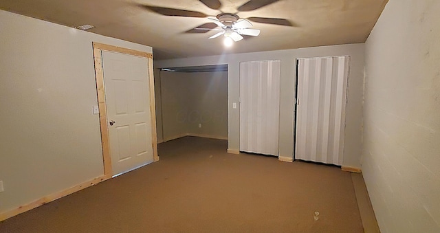 unfurnished bedroom with baseboards and a ceiling fan