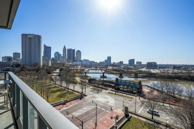 view of city with a water view