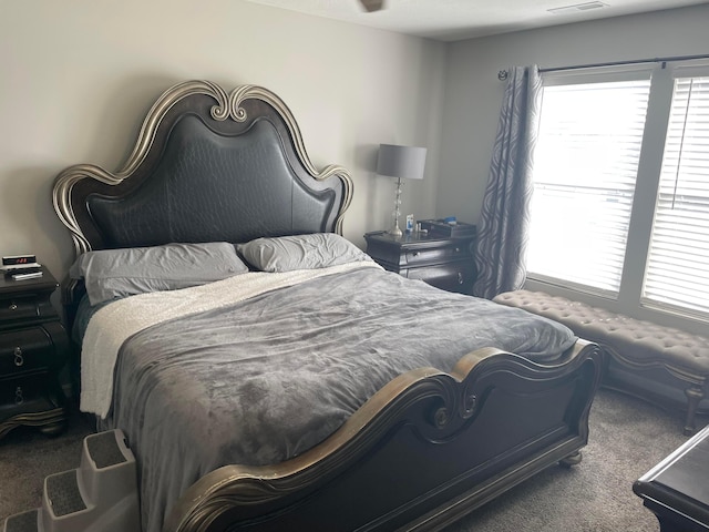 bedroom featuring carpet flooring and multiple windows