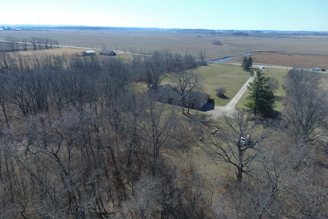 birds eye view of property with a rural view