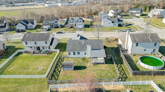 bird's eye view with a residential view