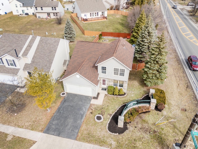 aerial view featuring a residential view