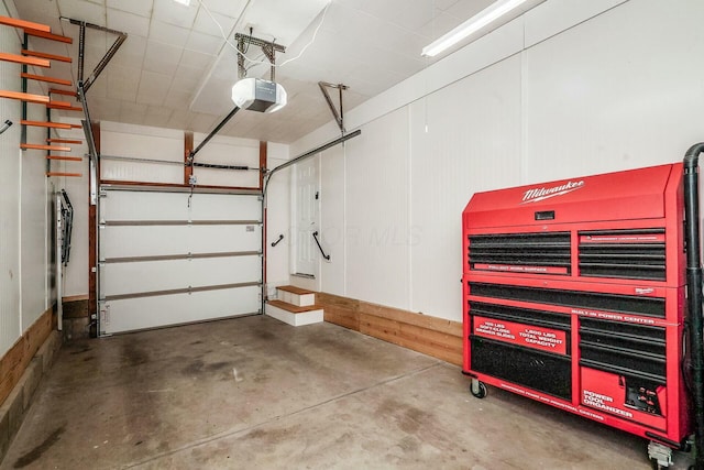 garage with a garage door opener