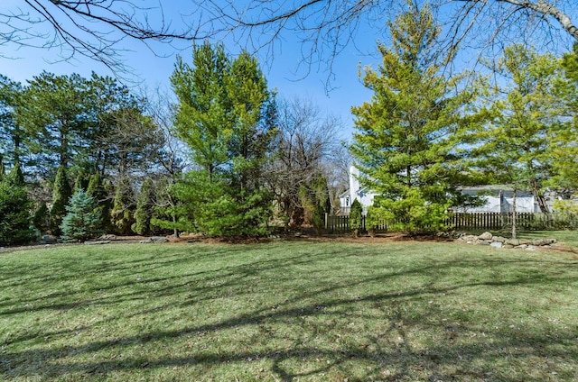 view of yard featuring fence