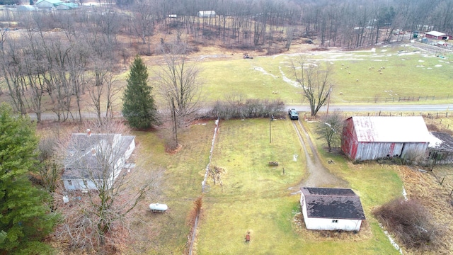 aerial view with a rural view