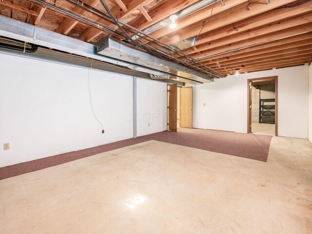 view of unfinished basement