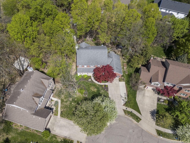 aerial view with a residential view