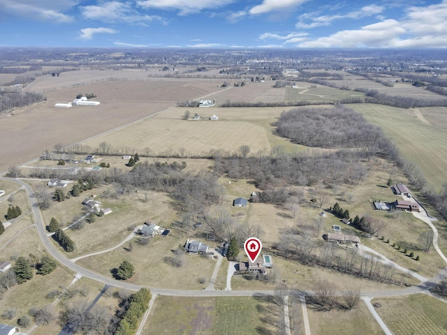 drone / aerial view featuring a rural view