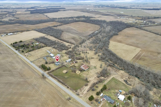 aerial view featuring a rural view